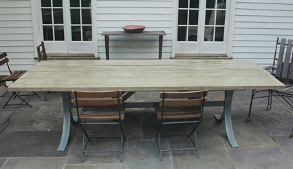 (Indoor/Outdoor) Steel Arched Table w/ Concrete Planks