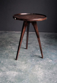 Figured Maple Tripod Table with Removable Tray Top